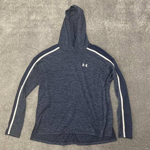 Under Armour Shirt Mens Small Blue Heat Gear Loose Fit Lightweight Hoodie - Picture 1 of 6